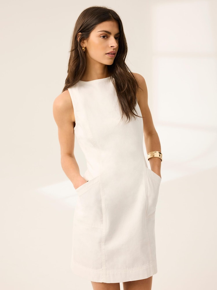 Mint Velvet White Denim Mini Dress - Image 1 of 8