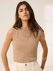 Mint Velvet Brown Cotton Blend Knit Top - Image 5 of 8