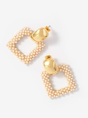 Mint Velvet Gold Tone Statement Square Earrings - Image 3 of 4