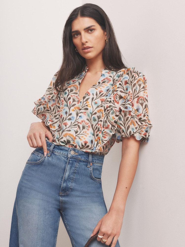 Mint Velvet Orange Floral Print Blouse - Image 1 of 7
