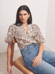 Mint Velvet Orange Floral Print Blouse - Image 2 of 7