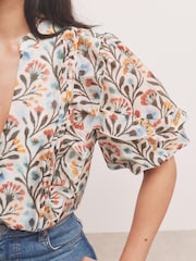 Mint Velvet Orange Floral Print Blouse - Image 5 of 7