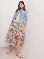 Mint Velvet Orange Floral Print Midi Skirt - Image 3 of 7