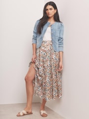 Mint Velvet Orange Floral Print Midi Skirt - Image 5 of 7