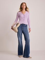 Mint Velvet Purple Ruffle Detail Cardigan - Image 5 of 7