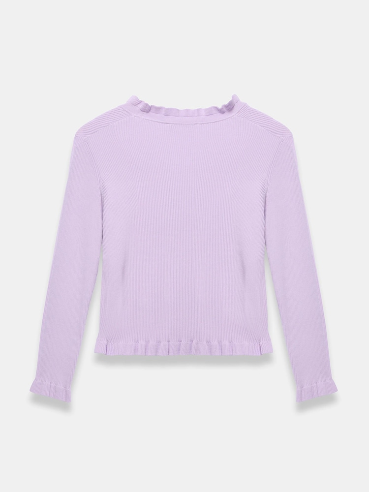 Mint Velvet Purple Ruffle Detail Cardigan - Image 7 of 7