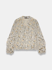 Mint Velvet Cream Floral Print Ruffle Blouse - Image 3 of 4