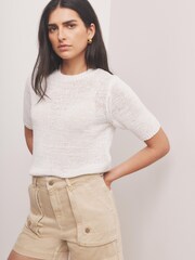 Mint Velvet White Cotton Blend Knit Top - Image 2 of 7