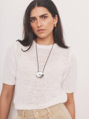 Mint Velvet White Cotton Blend Knit Top - Image 4 of 7