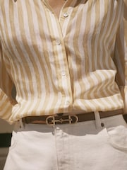 Mint Velvet Yellow Striped Ruffle Detail Shirt - Image 6 of 8