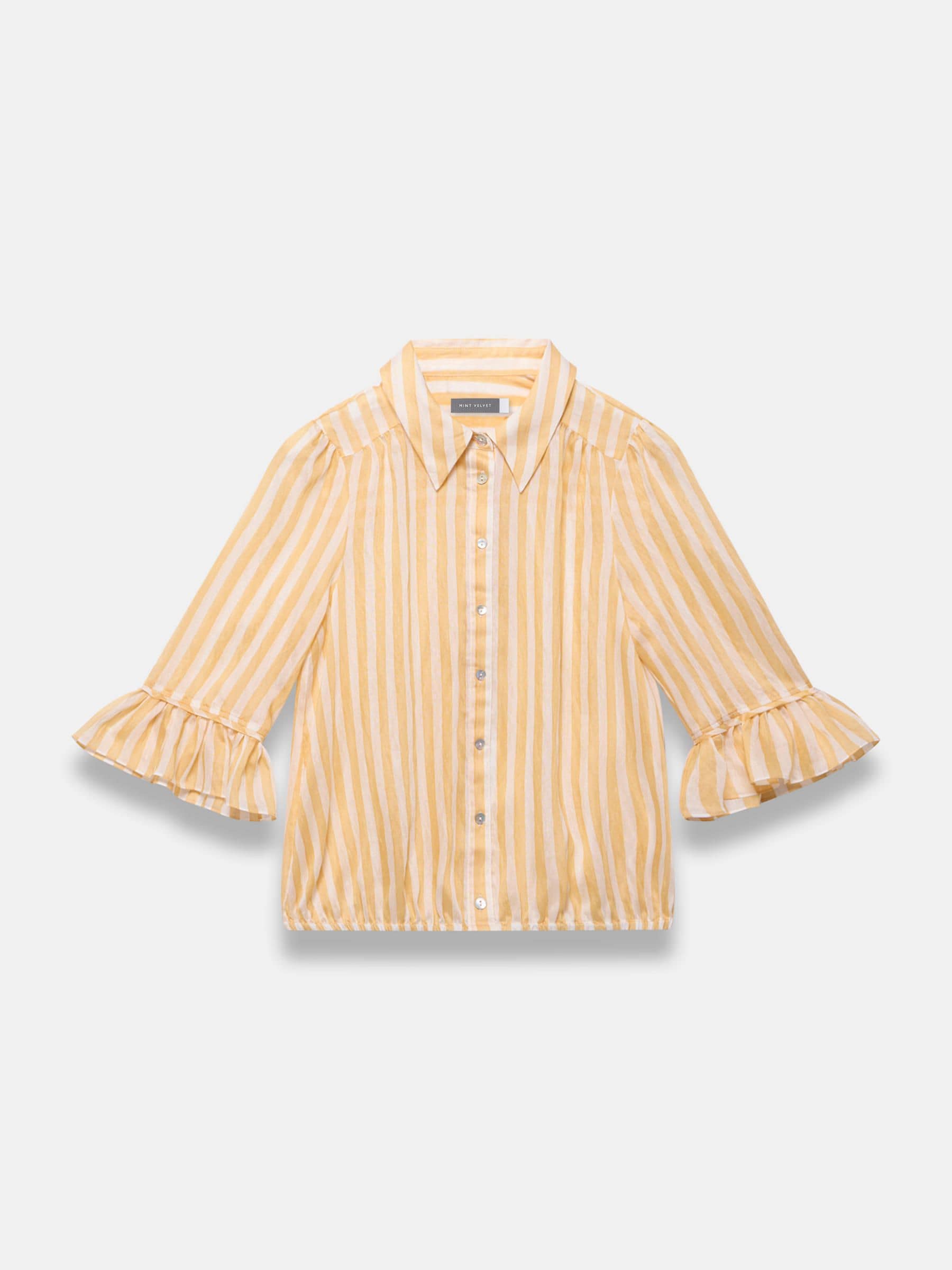 Buy Mint Velvet Yellow Striped Ruffle Detail Shirt from Next USA