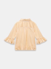 Mint Velvet Yellow Striped Ruffle Detail Shirt - Image 8 of 8