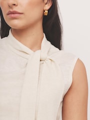 Mint Velvet Metallic Knit Tie Neck Top - 圖片 3/7