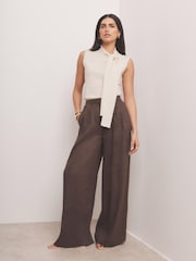 Mint Velvet Metallic Knit Tie Neck Top - 圖片 4/7