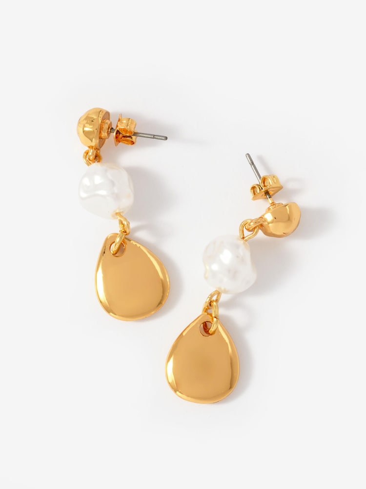 Mint Velvet Gold Tone Drop Earrings - Image 2 of 5 Mint Velvet Gold Tone Drop Earrings - Image 2 of 5