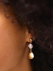 Mint Velvet Gold Tone Drop Earrings - Image 4 of 5