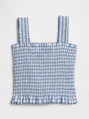 Gap Blue Gingham Smocked Peplum Top (6mths-5yrs) - Image 1 of 3