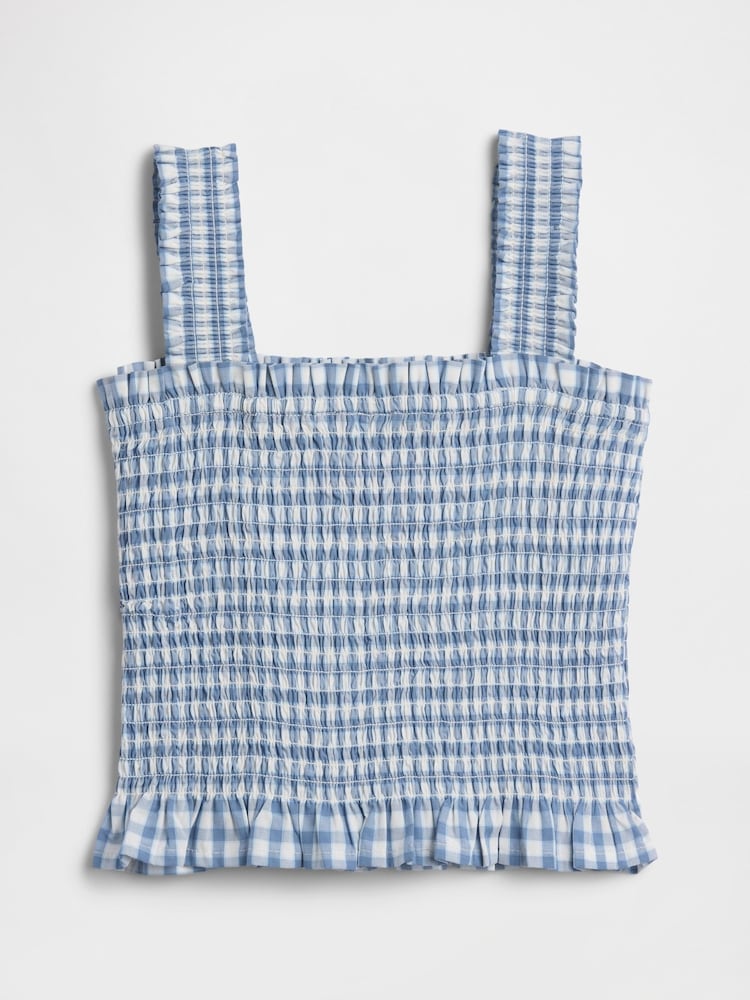 Gap Blue Gingham Smocked Peplum Top (6mths-5yrs) - Image 1 of 3 Gap Blue Gingham Smocked Peplum Top (6mths-5yrs) - Image 1 of 3