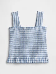 Gap Blue Gingham Smocked Peplum Top (6mths-5yrs) - Image 2 of 3
