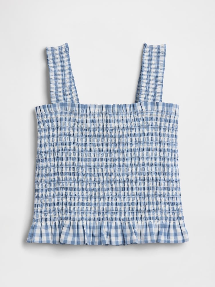 Gap Blue Gingham Smocked Peplum Top (6mths-5yrs) - Image 2 of 3 Gap Blue Gingham Smocked Peplum Top (6mths-5yrs) - Image 2 of 3