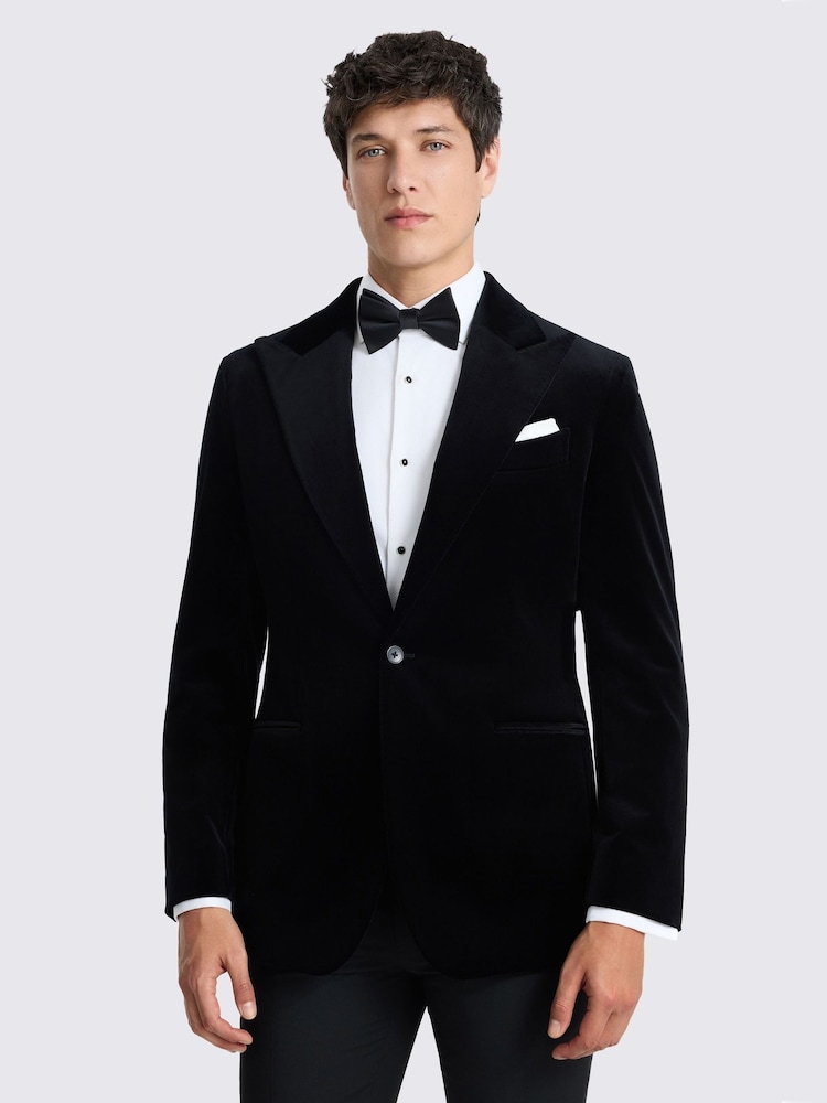 MOSS Black Tailored Fit Velvet Suit Jacket - Image 1 of 5 MOSS Black Tailored Fit Velvet Suit Jacket - Image 1 of 5