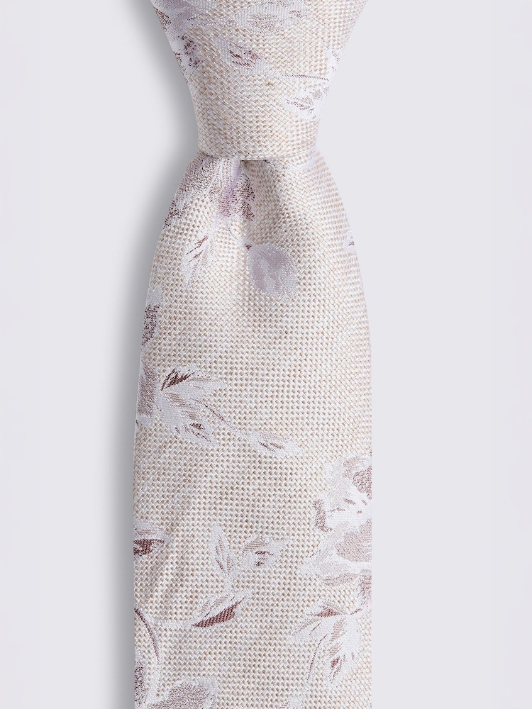 MOSS Pink Floral Silk Tie - Image 2 of 2