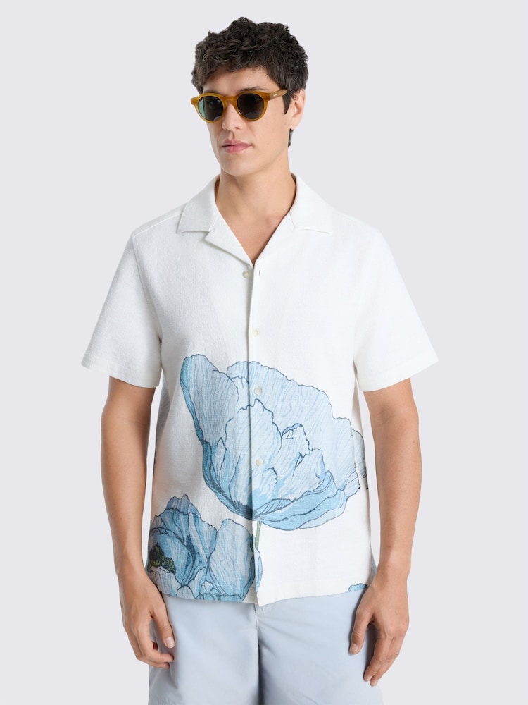 MOSS Blue Poppy Print Cuban Shirt - Image 1 of 4