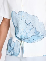 MOSS Blue Poppy Print Cuban Shirt - Image 3 of 4