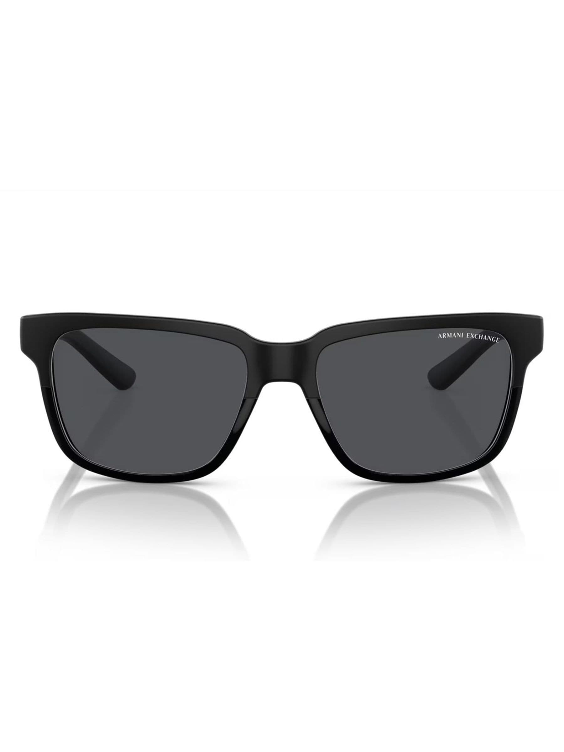Armani Exchange Rectangle Square Sunglasses 56mm Black Acetate Grey Lens - Image 2