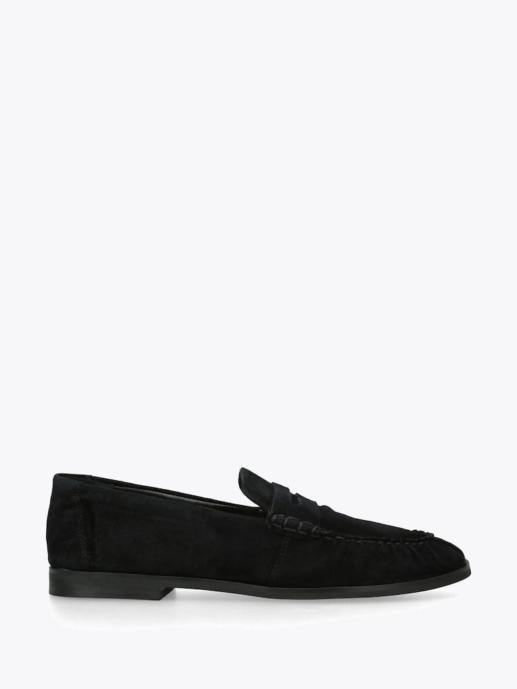 Steve Madden Black Muse Suede Loafer Shoes - Image 1 of 4