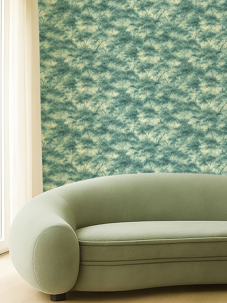 Clarke and Clarke Teal Blue Elements Boschetto A4 Wallpaper Sample - Image 4 of 4