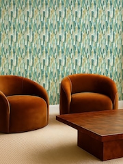 Clarke and Clarke Teal Blue Elements Cityscape A4 Wallpaper Sample - Image 6 of 6