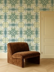 Clarke and Clarke Teal Blue Elements Kalia A4 Wallpaper Sample - Image 2 of 5