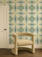 Clarke and Clarke Teal Blue Elements Kalia A4 Wallpaper Sample - Image 3 of 5