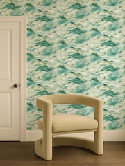 Clarke and Clarke Teal Blue Elements Earthscape A4 Wallpaper Sample - Image 3 of 5