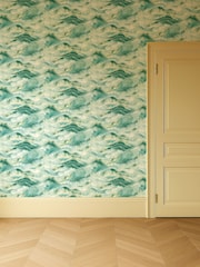 Clarke and Clarke Teal Blue Elements Earthscape A4 Wallpaper Sample - Image 4 of 5