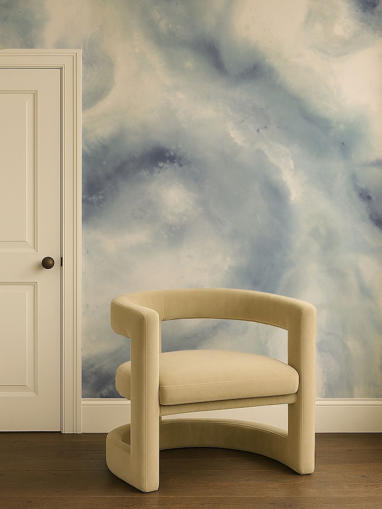 Clarke and Clarke Blue Elements Viento A4 Wallpaper Sample - Image 2 of 4
