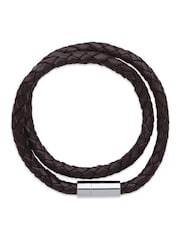棕色 - Bartlett Men's Leather Double Wrap Bracelet - 圖片 1/3