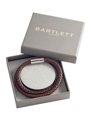 棕色 - Bartlett Men's Leather Double Wrap Bracelet - 圖片 2/3