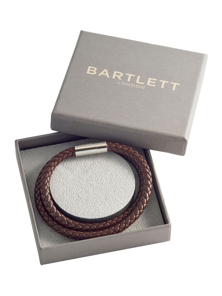 棕色 - Bartlett Men's Leather Double Wrap Bracelet - 圖片 2/3