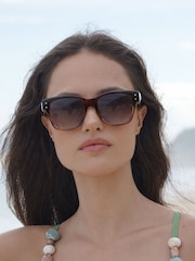 Estella Bartlett Black Transparent Brown Wayfarer Unisex Sunglasses - Image 1 of 3
