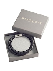 黑色 - Bartlett Men's Leather Double Wrap Bracelet - 圖片 2/3