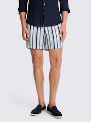 MOSS Blue Stripe Smart Swim Shorts - Image 1 of 4