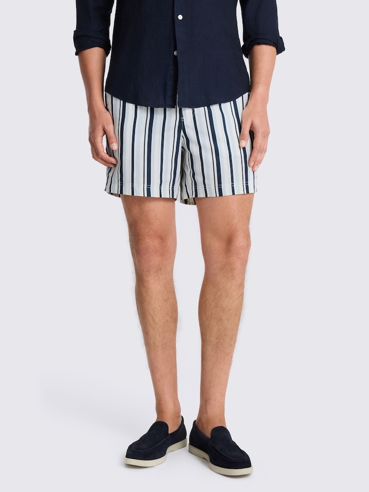 MOSS Blue Stripe Smart Swim Shorts - Image 1 of 4