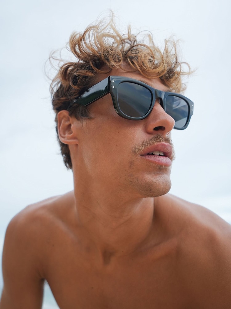 Estella Bartlett Black Black Wayfarer-Inspired Unisex Sunglasses - Image 1 of 3 Estella Bartlett Black Black Wayfarer-Inspired Unisex Sunglasses - Image 1 of 3