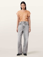 AllSaints Pink Mira Satin T-Shirt - Image 2 of 6