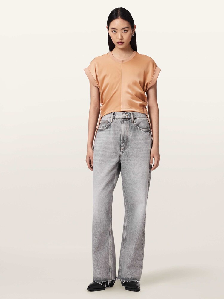 AllSaints Pink Mira Satin T-Shirt - Image 2 of 6