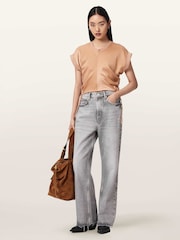 AllSaints Pink Mira Satin T-Shirt - Image 5 of 6