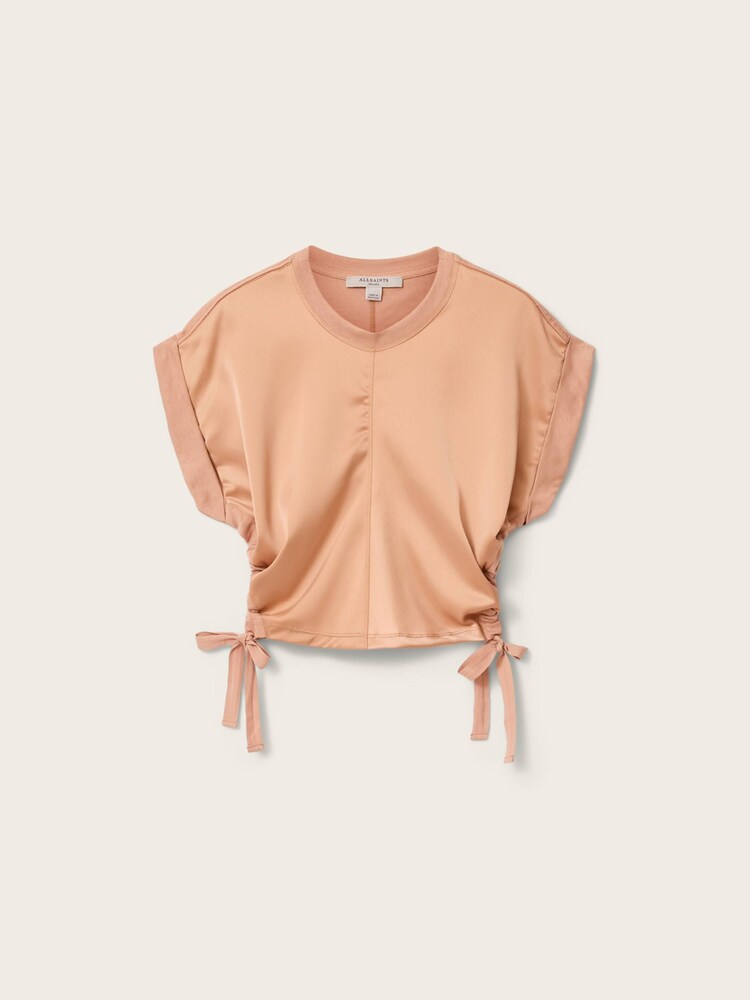 AllSaints Pink Mira Satin T-Shirt - Image 6 of 6