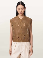 AllSaints Brown Kyra Waistcoat - Image 1 of 7